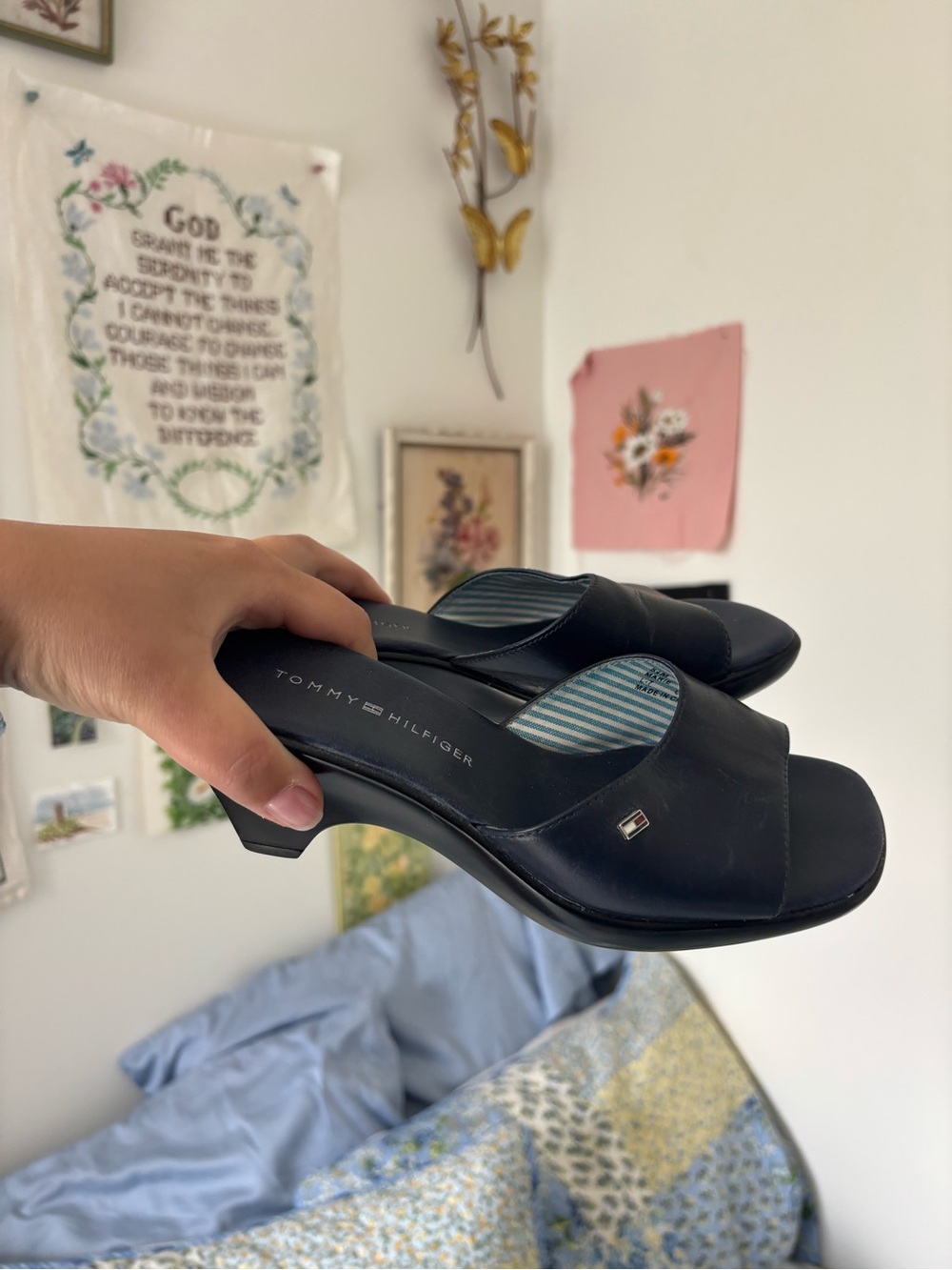 Navy y2k leather summer sandals